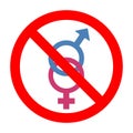 No sex sign. Prohibiting sign on the inadmissibility of certain actions on the given site area or room.
